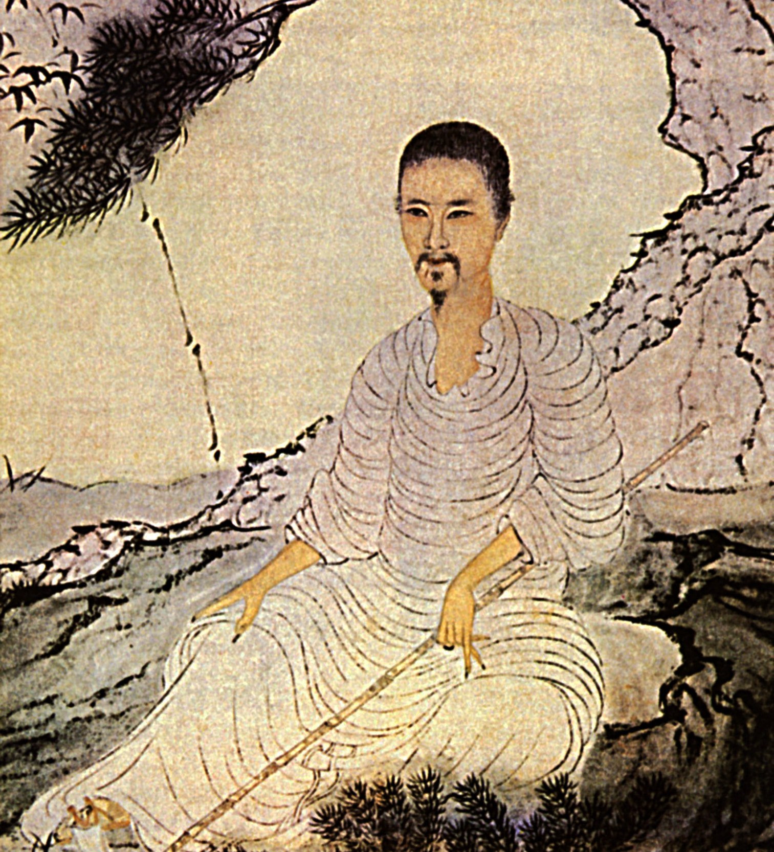 《自画像与松针和竹》石涛知名作品赏析-老茶馆万事