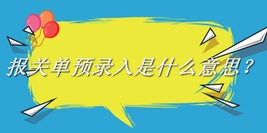 报关单预录入来源于哪里？有什么含义吗？-老茶馆万事