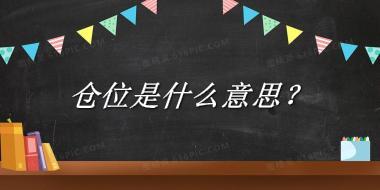 仓位来源于哪里？有什么含义吗？-老茶馆万事