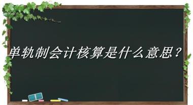 单轨制会计核算来源于哪里？有什么含义吗？-我的学习汇总