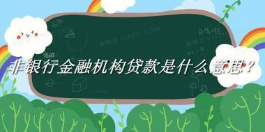 非银行金融机构贷款来源于哪里？有什么含义吗？-老茶馆万事