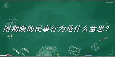 附期限的民事行为来源于哪里？有什么含义吗？-我的学习汇总