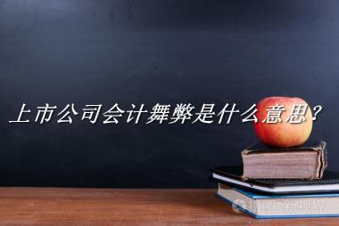 上市公司会计舞弊来源于哪里？有什么含义吗？-我的学习汇总