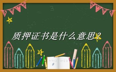 质押证书来源于哪里？有什么含义吗？-老茶馆万事