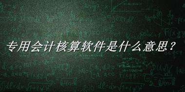 专用会计核算软件来源于哪里？有什么含义吗？-老茶馆万事