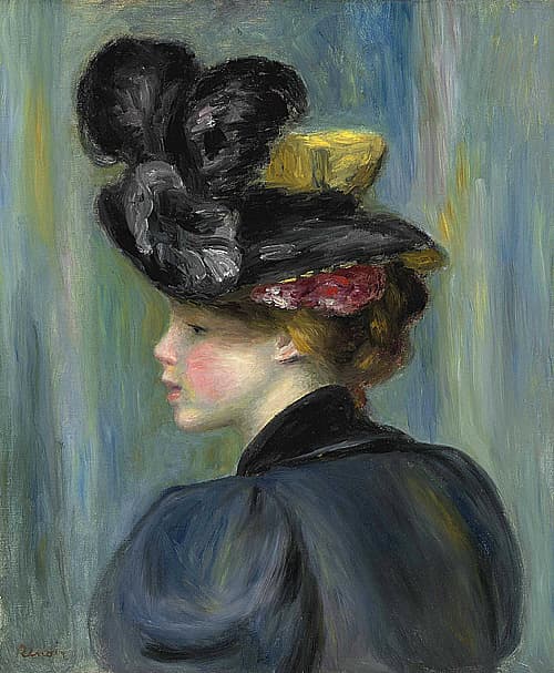 《戴黑帽的年轻女子》雷诺瓦知名作品赏析-老茶馆万事