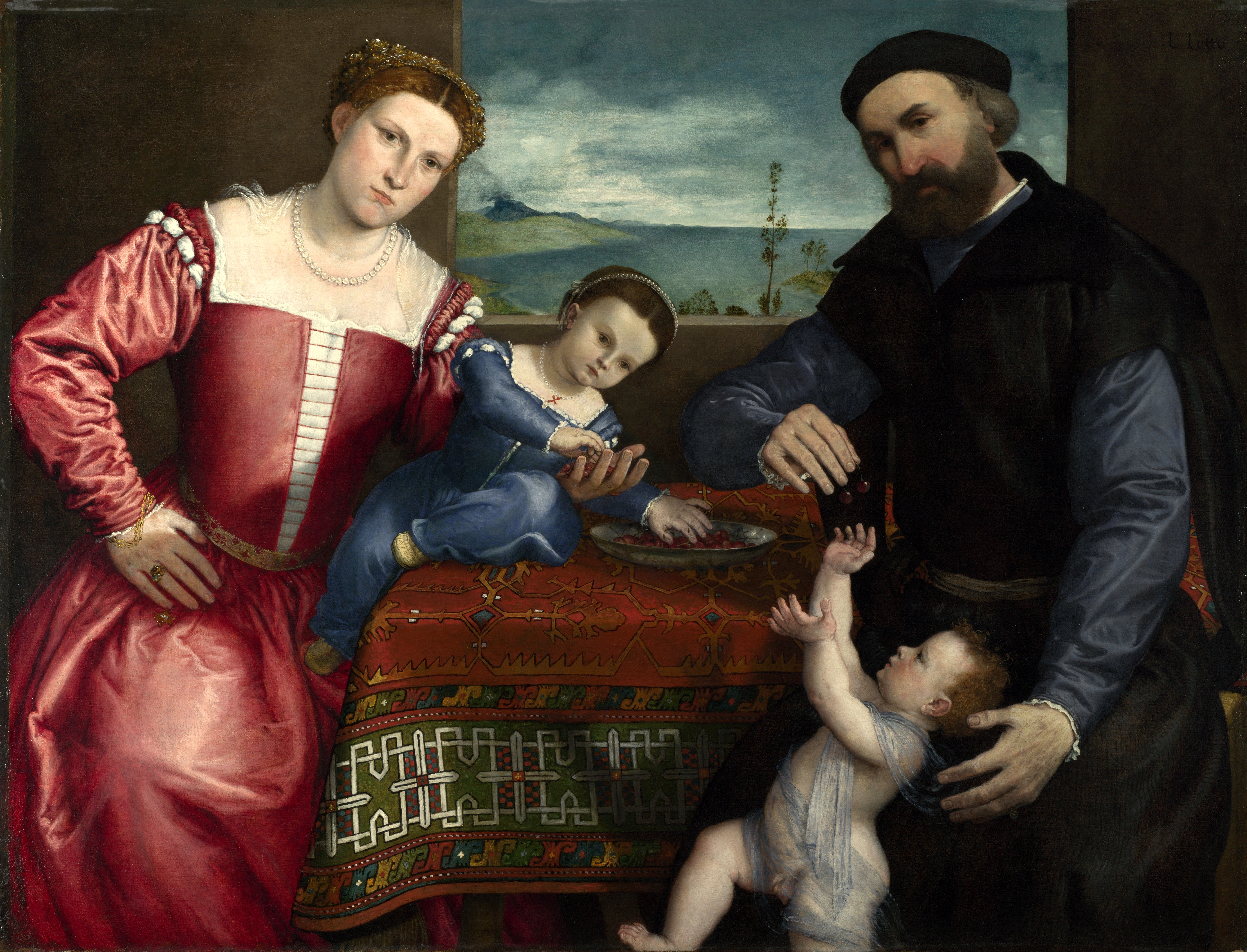 《乔凡尼与他的妻子和孩子肖像》洛伦佐·洛托知名作品赏析-老茶馆万事