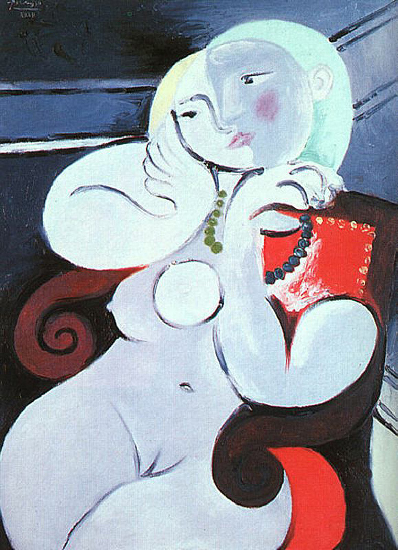 《坐在红色扶手椅里的女性裸体》巴勃罗·毕加索知名作品赏析-老茶馆万事