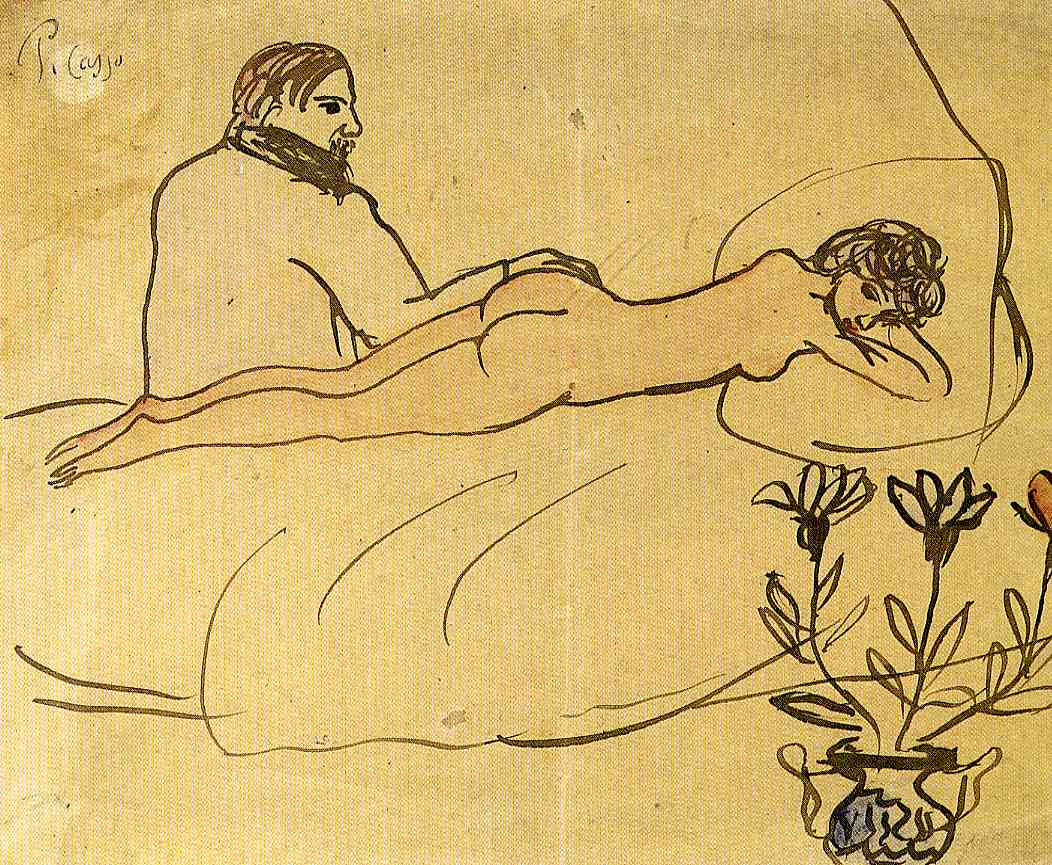 《毕加索在一个裸体女人的脚边》巴勃罗·毕加索知名作品赏析-我的学习汇总