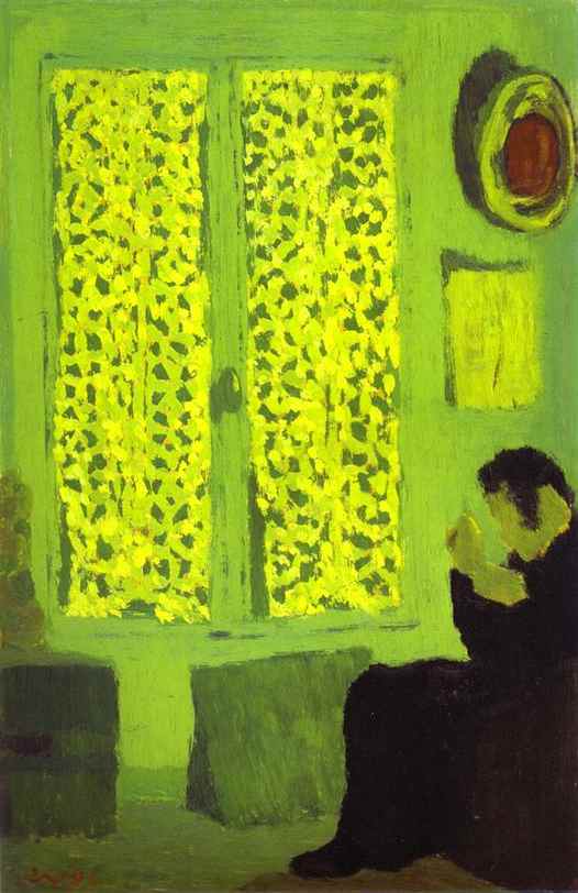 《绿色的室内和窗口绘画的人》爱德华·维亚尔知名作品赏析-我的学习汇总