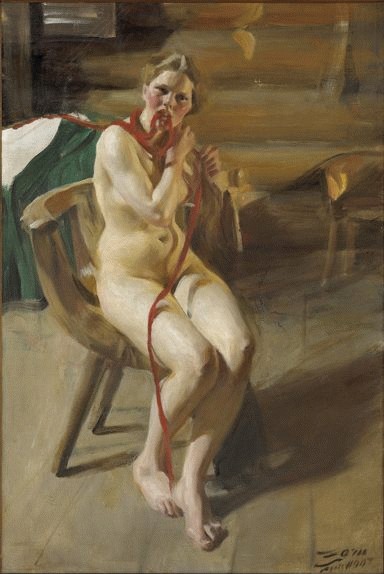 《扎头发的裸体女人》安德斯·佐恩知名作品赏析-我的学习汇总